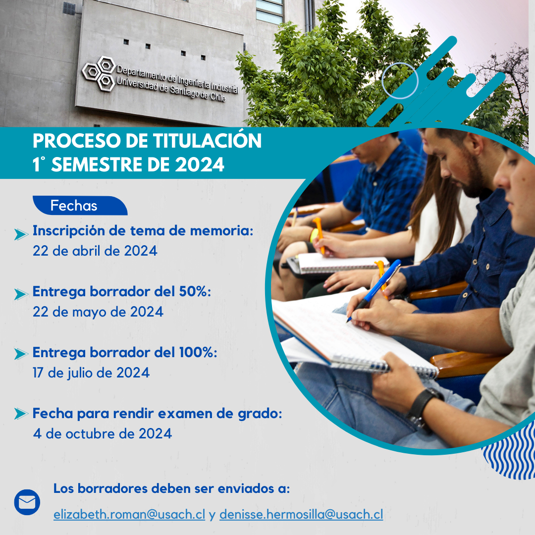 Información importante para estudiantes del Departamento de Ingeniería Industrial