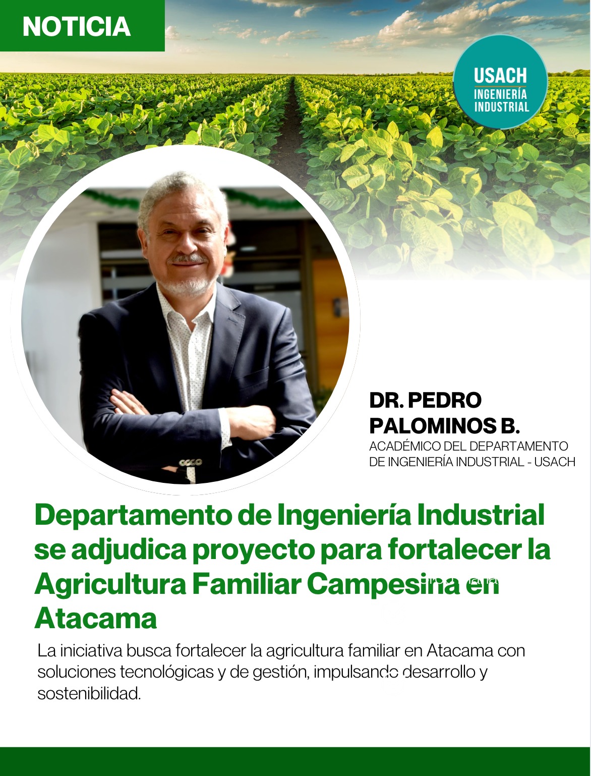 Departamento de Ingeniería Industrial se adjudica proyecto por $5.250 millones para fortalecer la Agricultura Familiar Campesina en Atacama